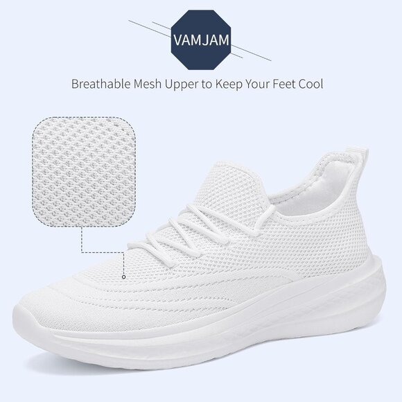 ⚡Men White Fashion Mesh Non Slip Lightweight Workout Breathable Gym Sneakers - Picture 4 of 6